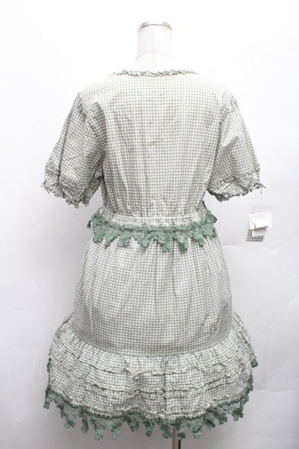 画像2: PINK HOUSE / クローバーレースギンガムワンピース  グリーン S-26-03-08-038-LO-OP-AS-ZS (2)