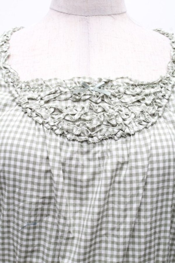 画像3: PINK HOUSE / クローバーレースギンガムワンピース  グリーン S-26-03-08-038-LO-OP-AS-ZS (3)