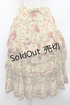 画像: PINK HOUSE / チェリープリントスカート  イエロー S-26-03-08-044-LO-SK-AS-ZS