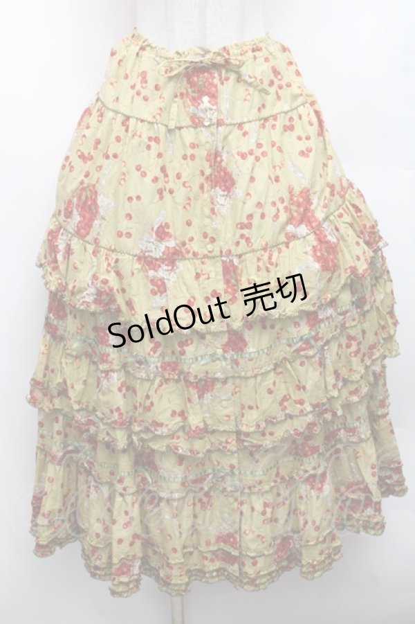 画像1: PINK HOUSE / チェリープリントスカート  イエロー S-26-03-08-044-LO-SK-AS-ZS (1)