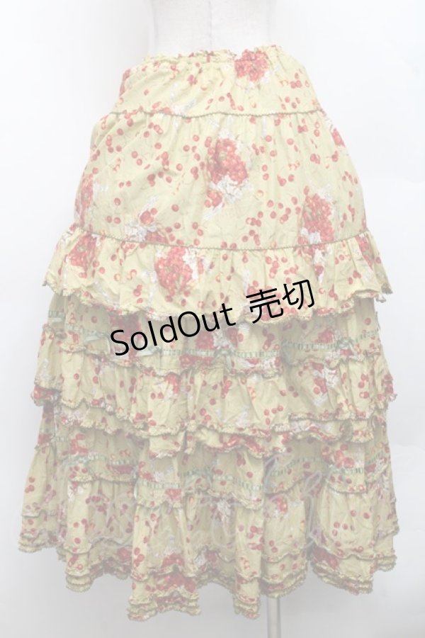 画像2: PINK HOUSE / チェリープリントスカート  イエロー S-26-03-08-044-LO-SK-AS-ZS (2)