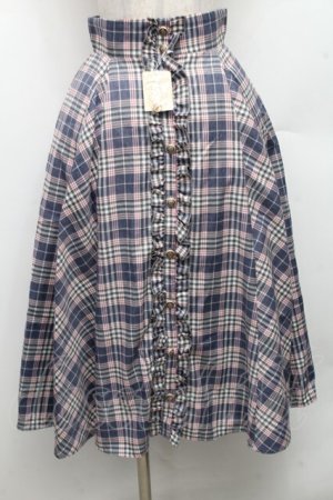 画像: Secret Honey / チェック柄ロングスカート  ブルー S-26-03-08-053-CA-SK-HR-ZS