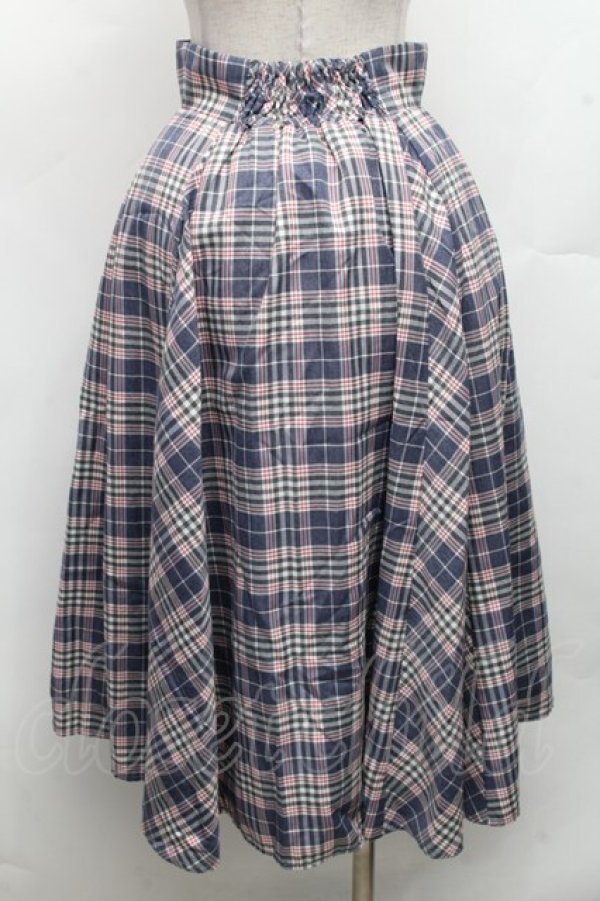 画像2: Secret Honey / チェック柄ロングスカート  ブルー S-26-03-08-053-CA-SK-HR-ZS (2)