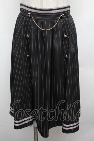 画像: axes femme / ダブルボタンミドルスカート  黒 S-26-03-08-055-AX-SK-AS-ZS