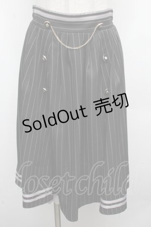 画像: axes femme / ダブルボタンミドルスカート  黒 S-26-03-08-055-AX-SK-AS-ZS