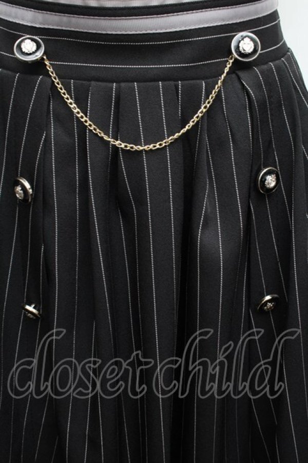 画像4: axes femme / ダブルボタンミドルスカート  黒 S-26-03-08-055-AX-SK-AS-ZS (4)