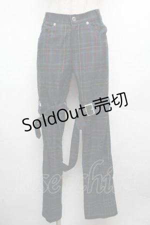 画像: PEACE NOW / チェックボンテージパンツ  グリーン S-26-03-08-056-PU-PA-HR-ZS