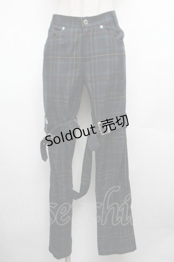 画像1: PEACE NOW / チェックボンテージパンツ  グリーン S-26-03-08-056-PU-PA-HR-ZS (1)