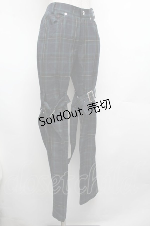 画像3: PEACE NOW / チェックボンテージパンツ  グリーン S-26-03-08-056-PU-PA-HR-ZS (3)