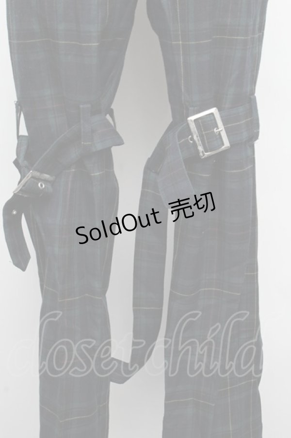 画像4: PEACE NOW / チェックボンテージパンツ  グリーン S-26-03-08-056-PU-PA-HR-ZS (4)