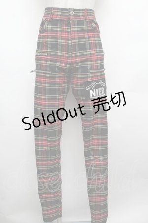 画像: NieR Clothing / チェックパンツ  赤 S-26-03-08-058-PU-PA-AS-ZS