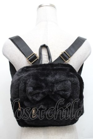 画像: Secret Honey / ファーリボンミニリュック  黒 S-26-03-08-011-CA-BG-HR-ZS