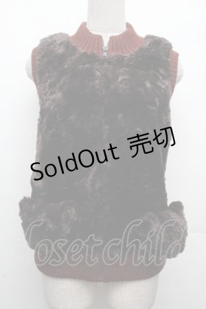 画像: PINK HOUSE / くまモチーフニットベスト  ブラウン S-26-03-08-018-LO-TO-AS-ZS