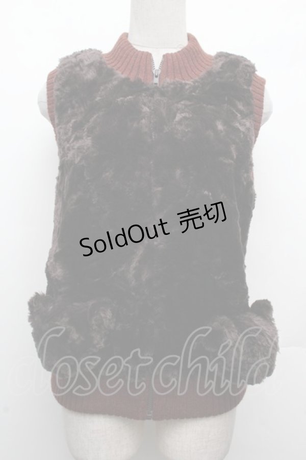 画像1: PINK HOUSE / くまモチーフニットベスト  ブラウン S-26-03-08-018-LO-TO-AS-ZS (1)