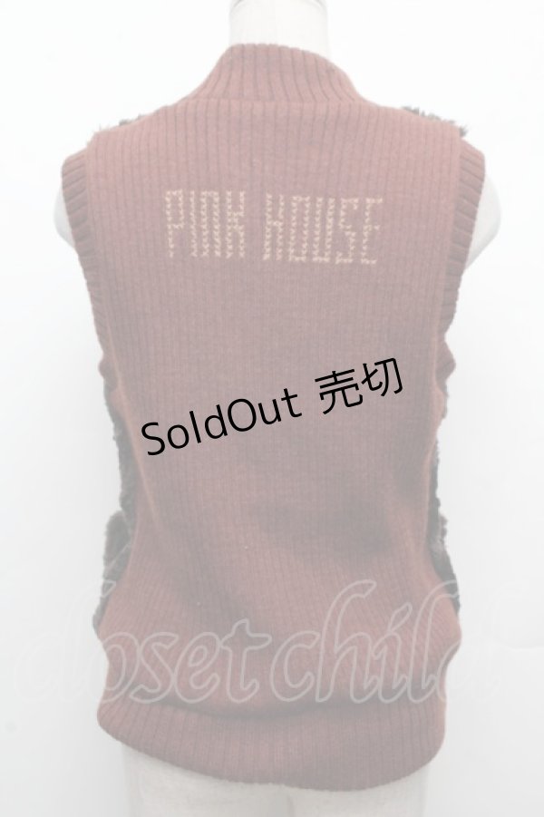 画像3: PINK HOUSE / くまモチーフニットベスト  ブラウン S-26-03-08-018-LO-TO-AS-ZS (3)