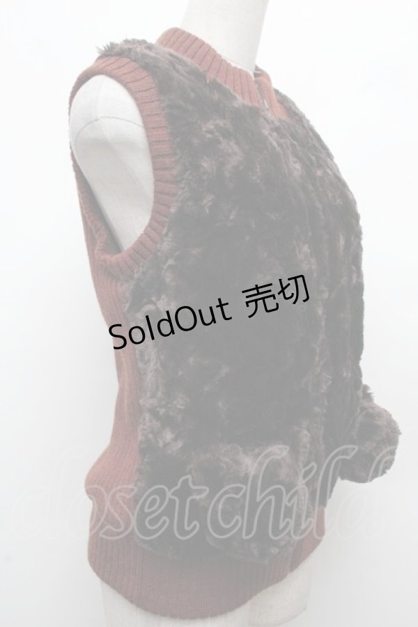 画像4: PINK HOUSE / くまモチーフニットベスト  ブラウン S-26-03-08-018-LO-TO-AS-ZS (4)