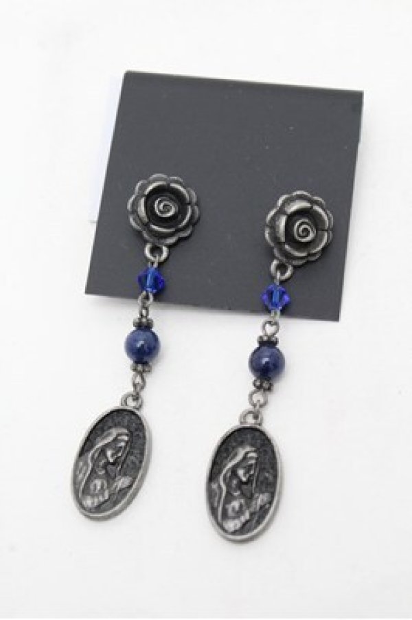 画像1: Moi-meme-Moitie / ホーリーローズピアス  シルバーｘ青 S-26-03-10-048-MO-AC-HR-ZS (1)