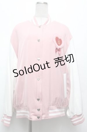画像: BABY,THE STARS SHINE BRIGHT / うさくみゃちゃんのSweet Loveスタジアムジャンパー  ピンク×白 S-26-03-10-056-BA-JA-TE-ZS