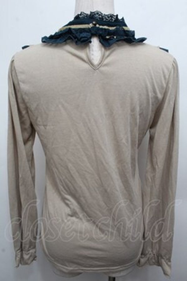 画像2: axes femme / 3つリボンブロッキングプルオーバー  ベージュｘグリーン S-26-03-10-060-AX-TO-AS-ZS (2)