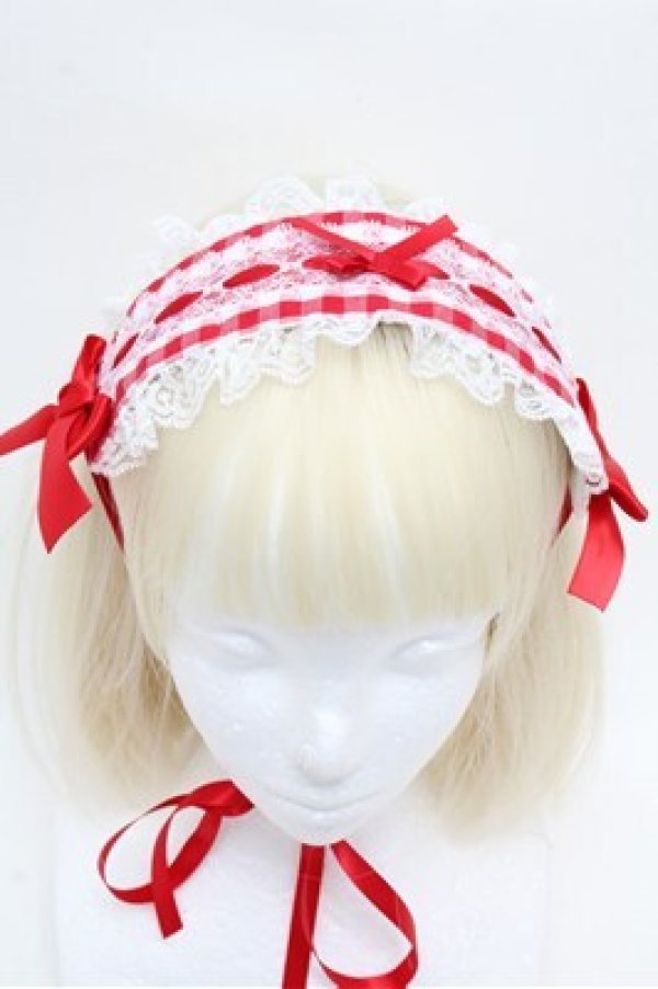 画像3: LOLITA / レースヘッドドレス  赤ｘ白 S-26-03-10-015-LO-AC-HR-ZS (3)