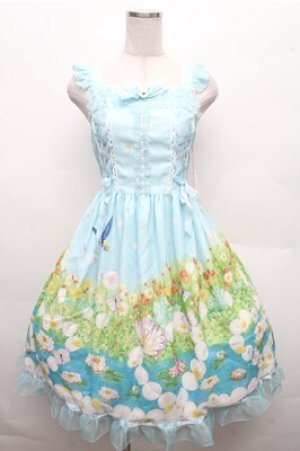 画像: BABY,THE STARS SHINE BRIGHT / Thumbelina Fairy Tale〜未来への旅立ち〜柄レースアップジャンパースカート  ミント S-26-03-12-039-BA-OP-HR-ZS