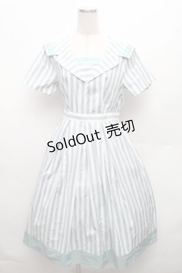 画像1: axes femme POETIQUE / ストライプセーラーワンピース  グリーン S-26-03-12-040-AX-OP-AS-ZS (1)