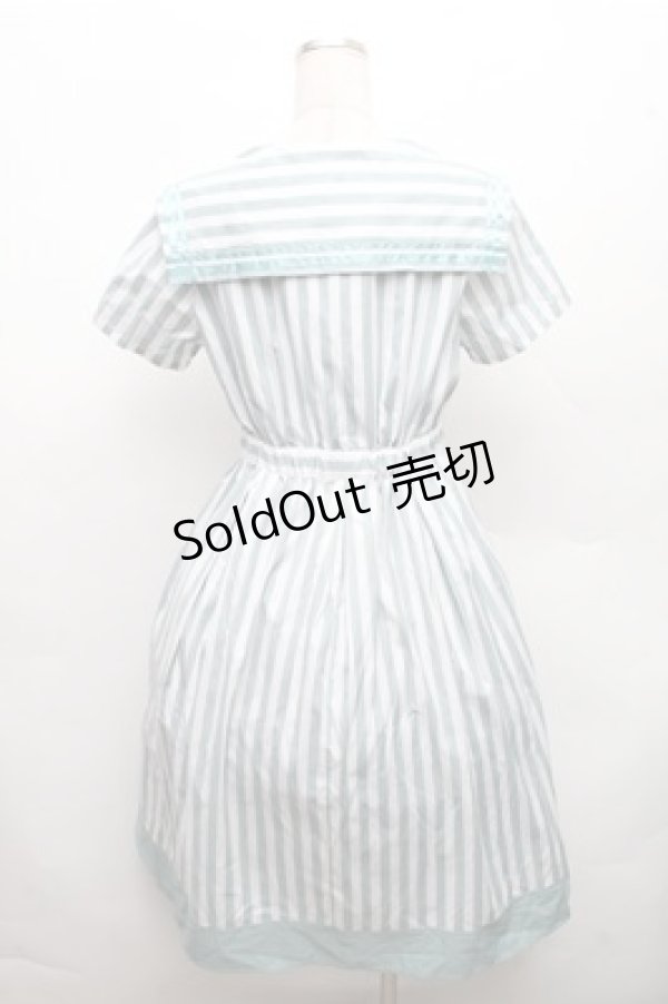 画像2: axes femme POETIQUE / ストライプセーラーワンピース  グリーン S-26-03-12-040-AX-OP-AS-ZS (2)