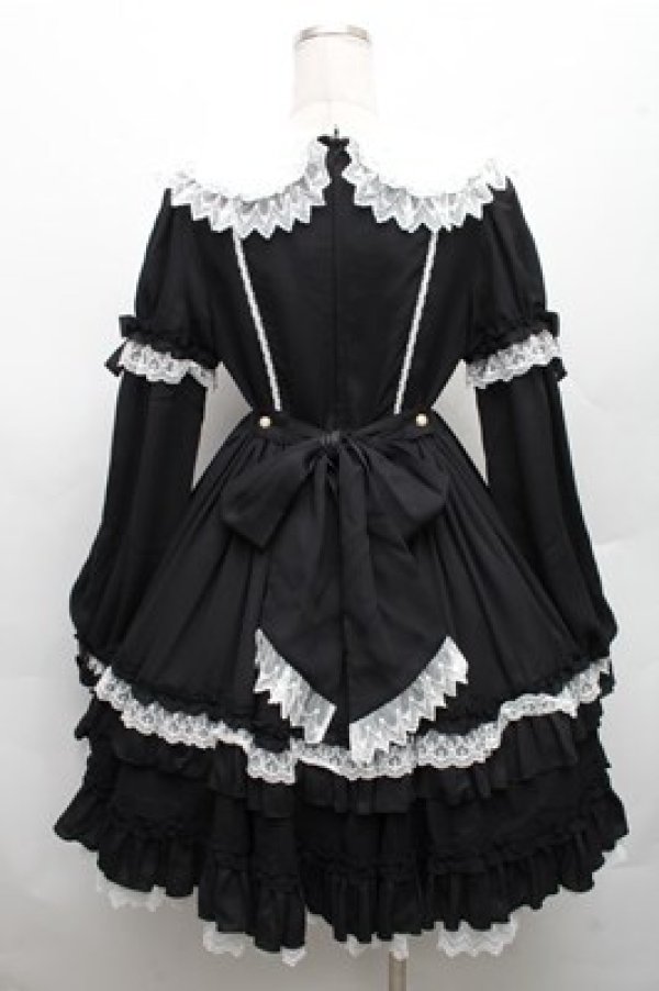 画像2: Angelic Pretty / Romantic Poemワンピース（2022年）  黒ｘ白 S-26-03-12-043-AP-OP-AS-ZS (2)