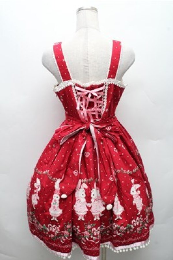 画像2: BABY,THE STARS SHINE BRIGHT / みるくちゃんとゆきいちごリボンジャンパースカート  赤 S-26-03-12-047-BA-OP-HR-ZS (2)