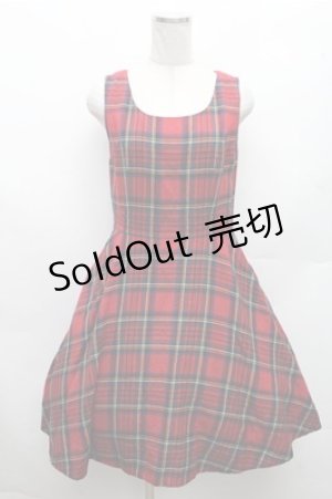 画像: Jane Marple / ウールタータンチェックジャンパースカート  赤 S-26-03-12-048-JM-OP-AS-ZS