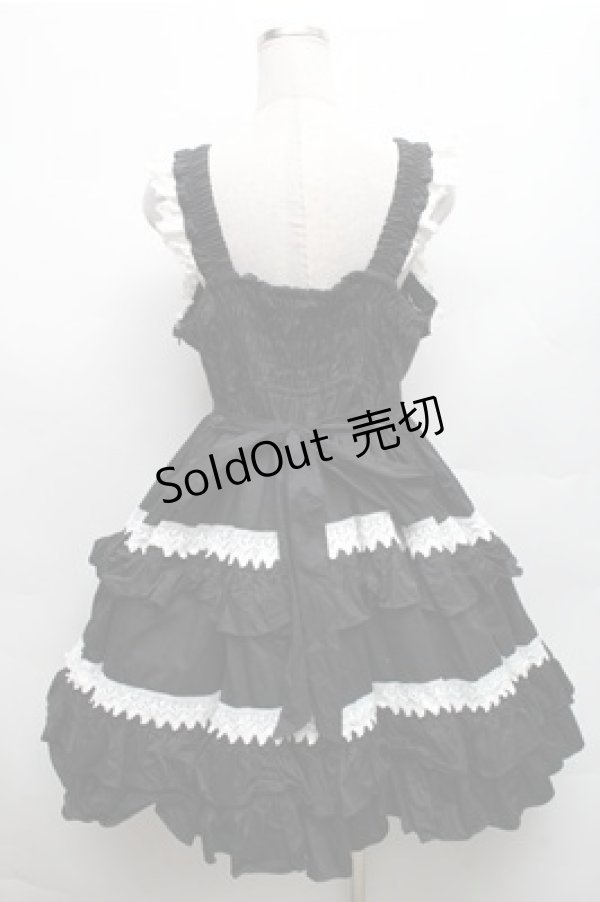 画像2: MAM / ティアードジャンパースカート  黒ｘ白 S-26-03-12-049-LO-OP-AS-ZS (2)