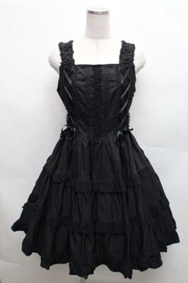 画像1: BABY,THE STARS SHINE BRIGHT / ミルフィーユジャンパースカート（2022年）  黒 S-26-03-12-050-BA-OP-AS-ZS (1)