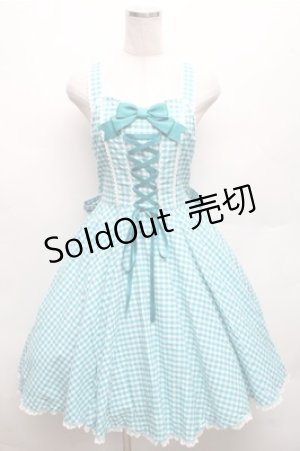 画像: metamorphose / Sugarサーキュラージャンパースカート(ギンガム)  ミントブルー S-26-03-12-051-ME-OP-AS-ZS