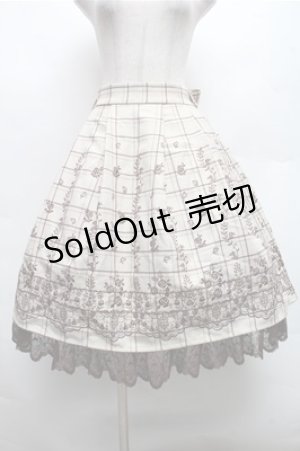 画像: axes femme / リボン付パネル刺繍スカート  オフ S-26-03-12-052-AX-SK-AS-ZS