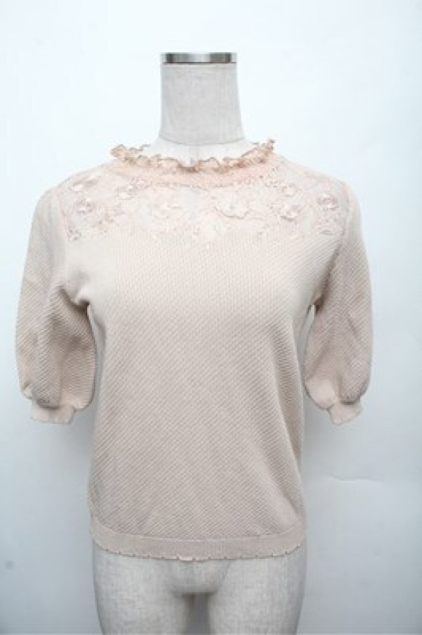 画像1: axes femme / レース刺繍ニットPO  オフ S-26-03-12-007-AX-TO-AS-ZS (1)
