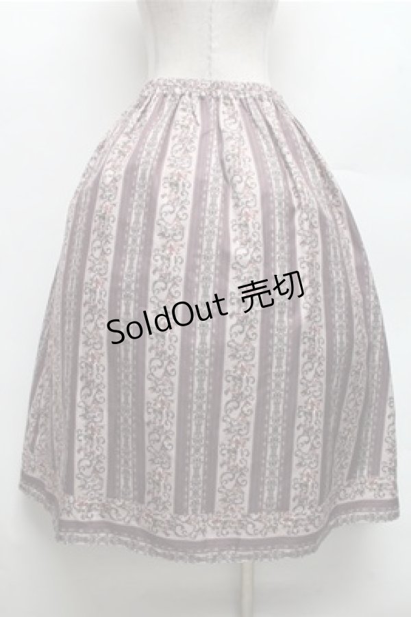 画像2: axes femme / オーナメント縦柄スカート  ワイン S-26-03-12-053-AX-BL-AS-ZS (2)