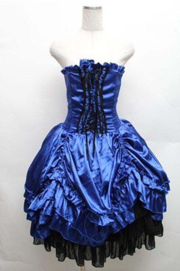 画像1: ATELIER PIERROT / サテンコルセットスカート  青 S-26-03-12-058-EL-SK-AS-ZS (1)