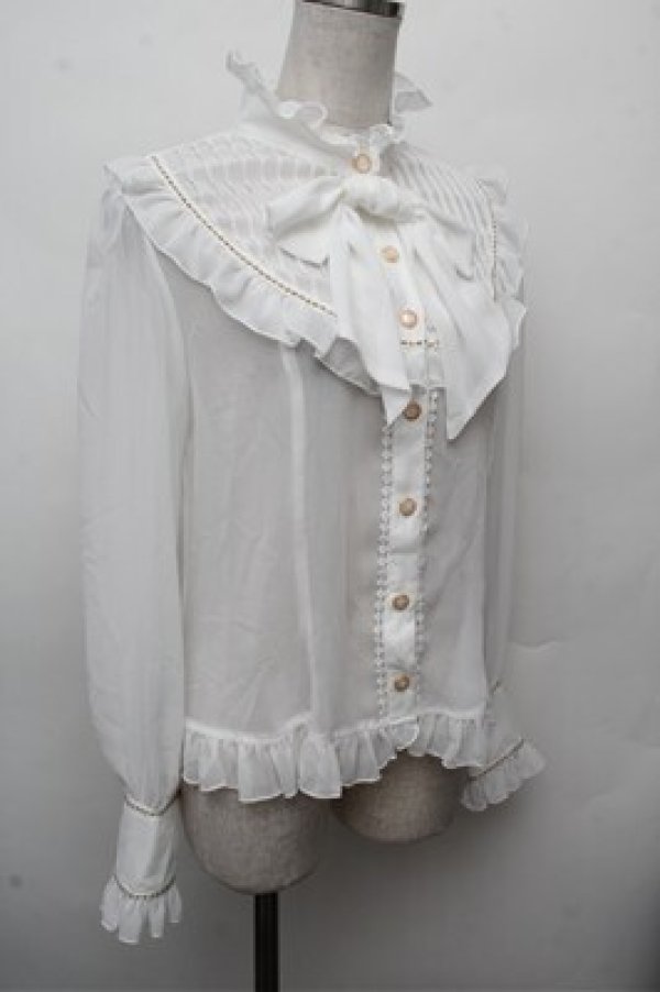 画像3: Angelic Pretty / シフォン切替ピンタックブラウス  白 S-26-03-12-011-AP-BL-HR-ZS (3)
