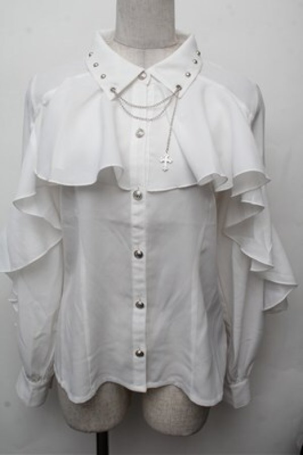 画像1: NIBBLE POISON / 後ろ編み上げブラウス  白 S-26-03-12-012-0-BL-AS-ZS (1)