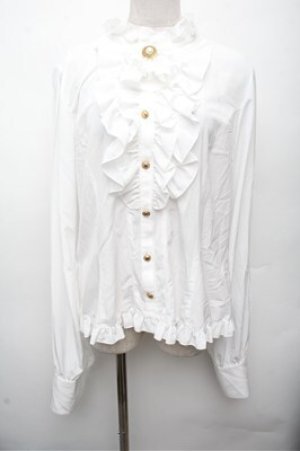 画像: metamorphose / スタンドカラービショップスリーブブラウス 2 白 S-26-03-12-014-ME-BL-HR-ZS