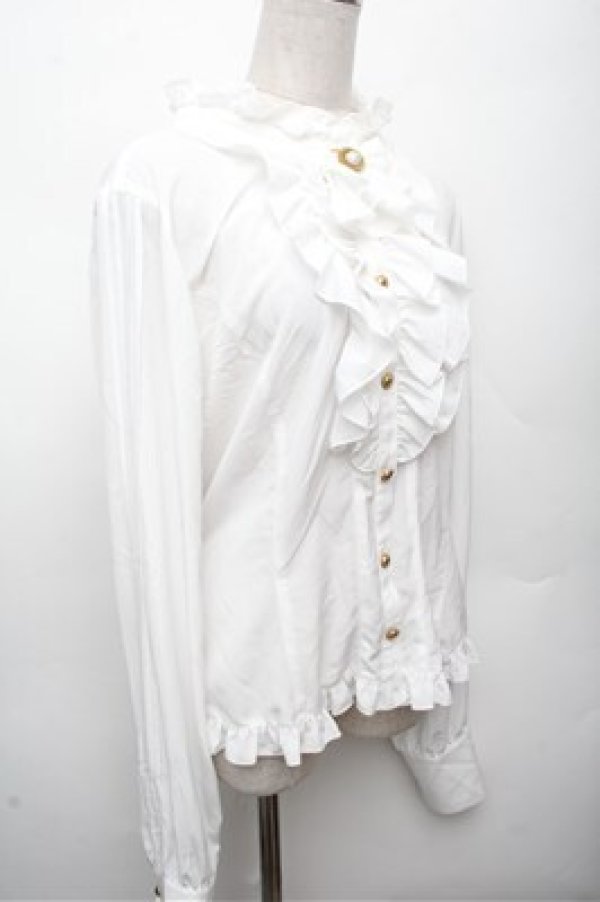 画像3: metamorphose / スタンドカラービショップスリーブブラウス 2 白 S-26-03-12-014-ME-BL-HR-ZS (3)