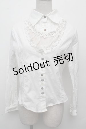 画像: GRAMM / 胸元ビーズデザインブラウス  白 S-26-03-12-015-HN-TS-HR-ZS