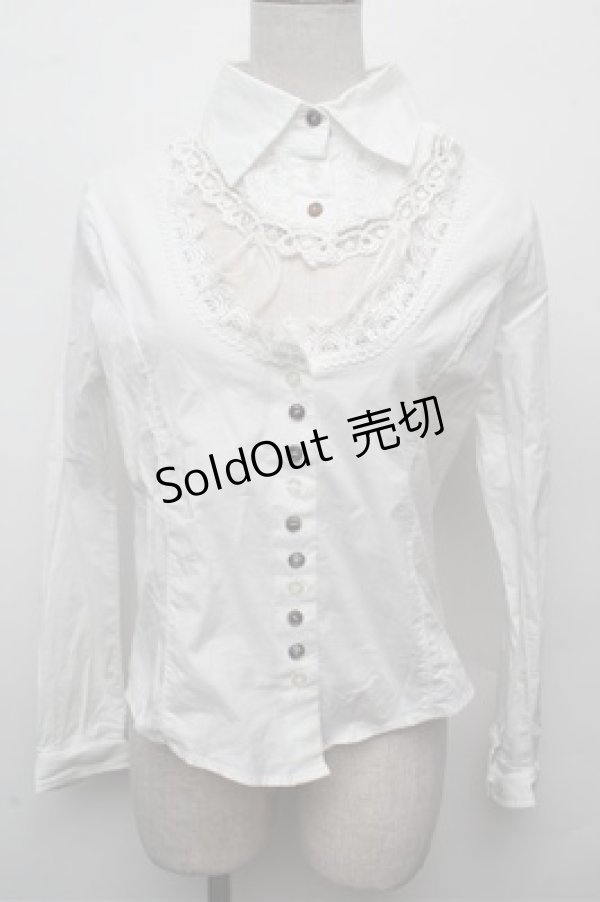 画像1: GRAMM / 胸元ビーズデザインブラウス  白 S-26-03-12-015-HN-TS-HR-ZS (1)