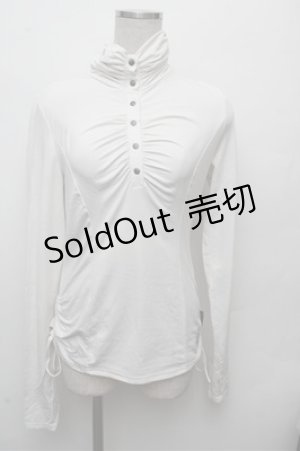 画像: Ozz oneste / ギャザーハイネックカットソー  白 S-26-03-12-016-OO-TO-AS-ZS