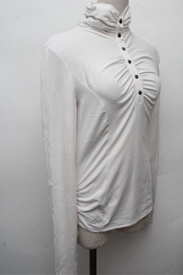 画像3: Ozz oneste / ギャザーハイネックカットソー  白 S-26-03-12-016-OO-TO-AS-ZS (3)