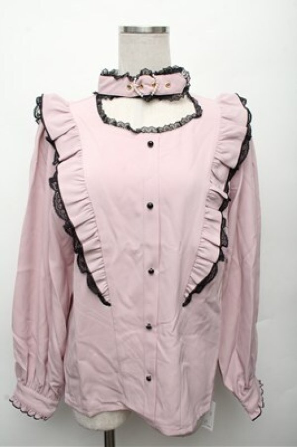 画像1: Rojita / ハートバックルラッフルフリルブラウス  ピンク S-26-03-12-020-LO-BL-AS-ZS (1)
