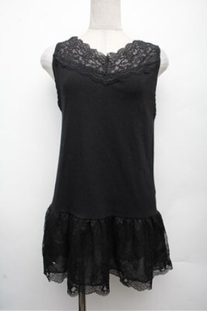 画像: axes femme / スカラップレースロングタンク  黒 S-26-03-12-022-AX-TO-AS-ZS