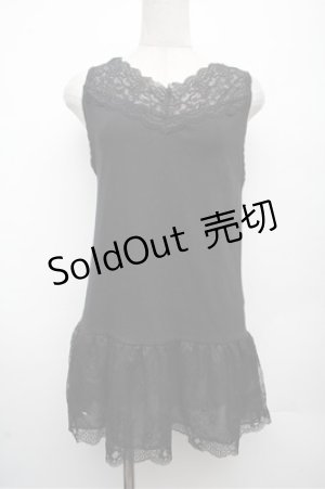 画像: axes femme / スカラップレースロングタンク  黒 S-26-03-12-022-AX-TO-AS-ZS