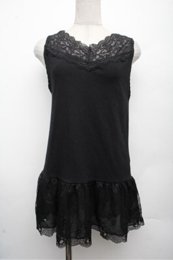 画像1: axes femme / スカラップレースロングタンク  黒 S-26-03-12-022-AX-TO-AS-ZS (1)