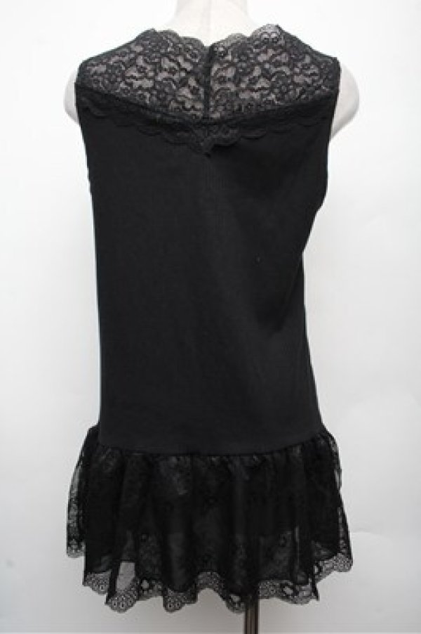 画像2: axes femme / スカラップレースロングタンク  黒 S-26-03-12-022-AX-TO-AS-ZS (2)